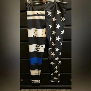 Woman’s Blue Line Workout Leggings